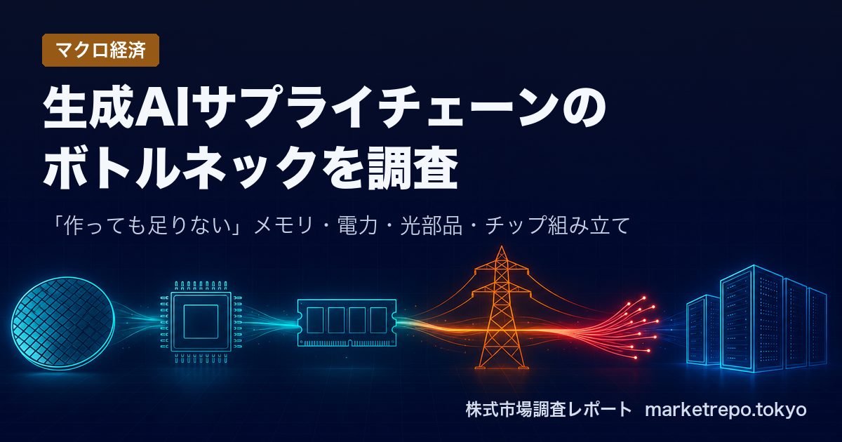 生成AIサプライチェーンのボトルネック4箇所を示すイメージ