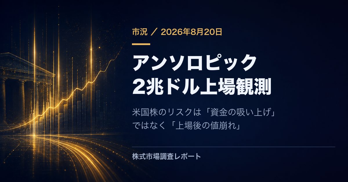アンソロピックの2兆ドル上場観測が米国株に与える影響